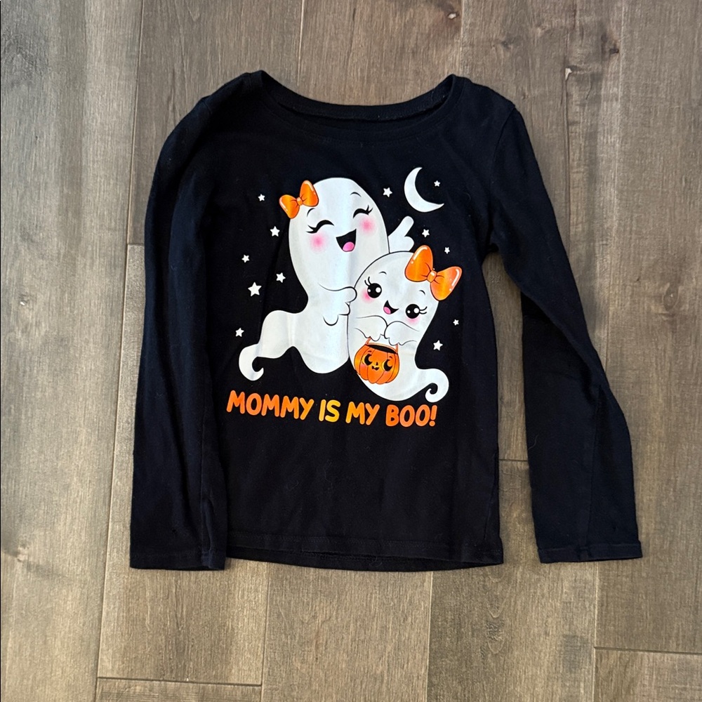 Kids Halloween Ghost Long Sleeve Shirt - Black